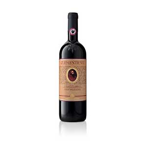 Premium red wine bottle with classic label, festive Christmas gift presentation
