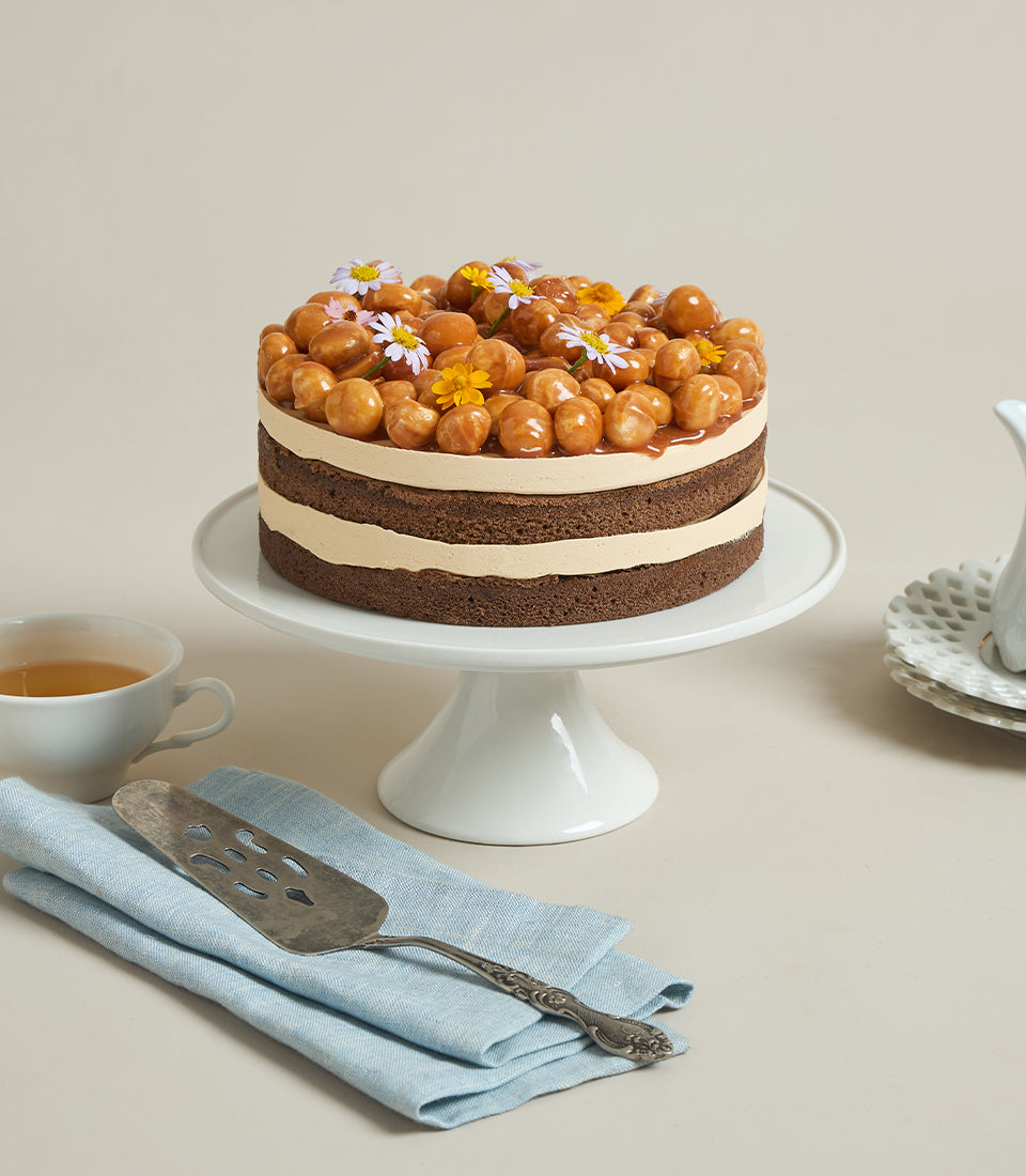 Chocolate Caramel Macadamia Cake