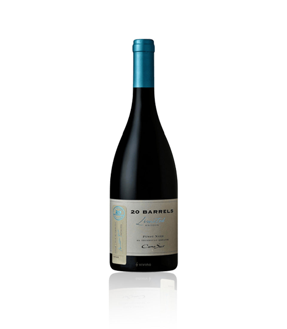 Premium Pinot Noir wine bottle with teal foil capsule, luxury Christmas gift hamper selection