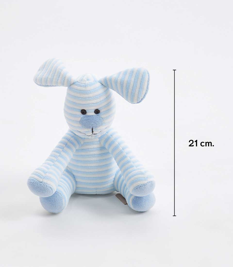 Basketeer: Adorable blue striped puppy plush, a perfect gift for baby hampers in Bangkok. So soft!