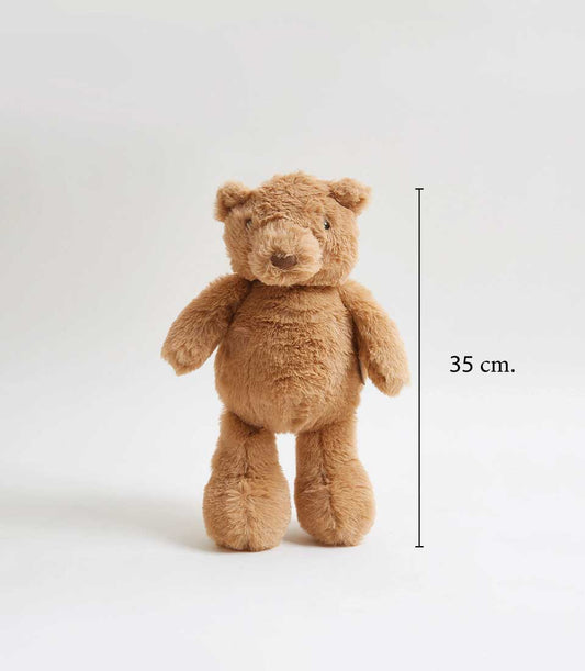 Soft plush teddy bear in warm brown, 35cm, newborn welcome gift hamper