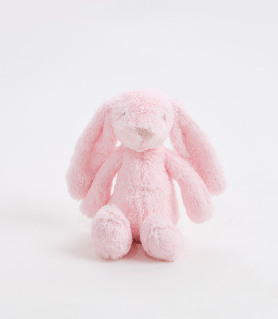Soft pink plush bunny with floppy ears, perfect for babies and toddlers