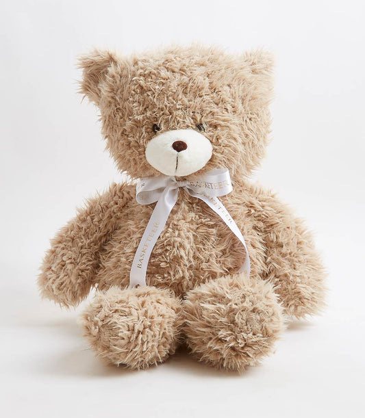 Soft light brown teddy bear with satin ribbon bow for kids and baby gifts