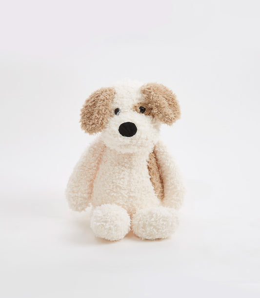 Beige plush puppy soft toy with floppy ears for babies and kids