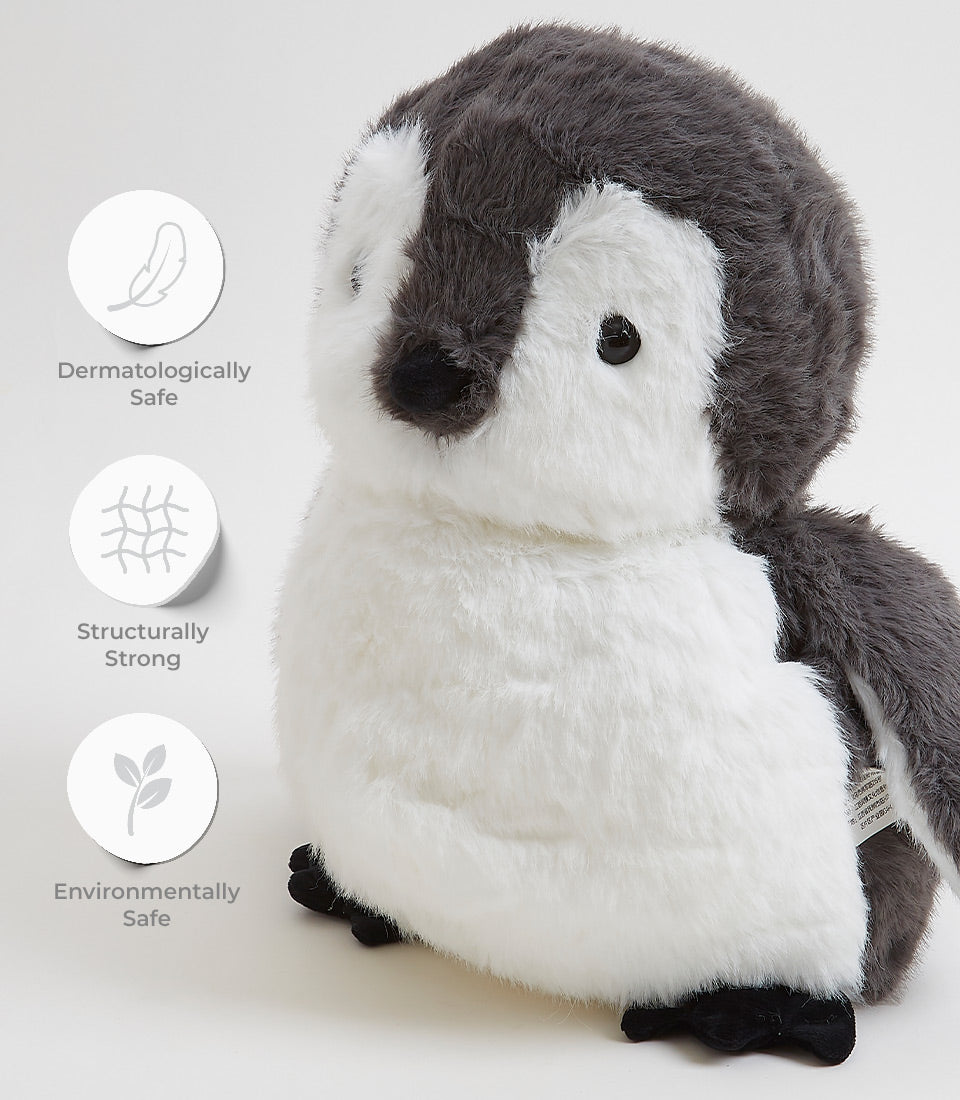 Soft plush penguin toy with dermatologically safe, structurally strong, and eco-friendly features for kids
