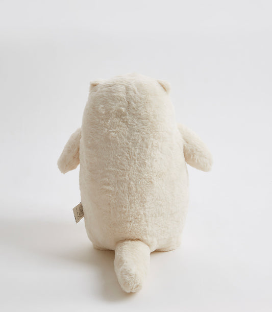 Cream-colored plush seal soft toy with textured fur and stubby tail, perfect for babies and kids