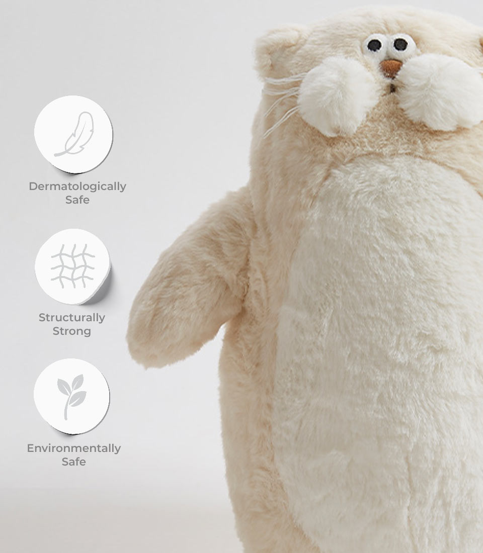 Cream plush seal soft toy with safety certifications for kids and babies