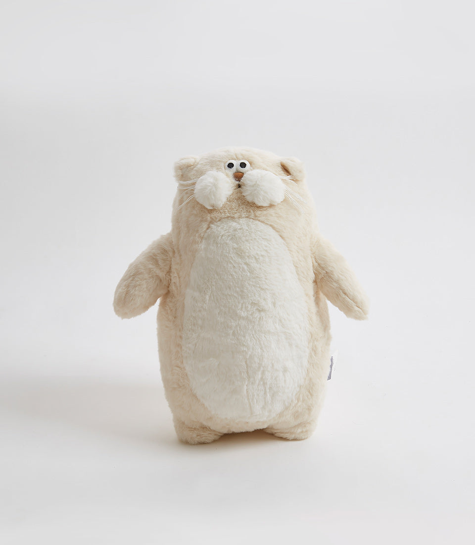 Cream plush soft toy with beaded eyes and whiskers, perfect for babies and kids