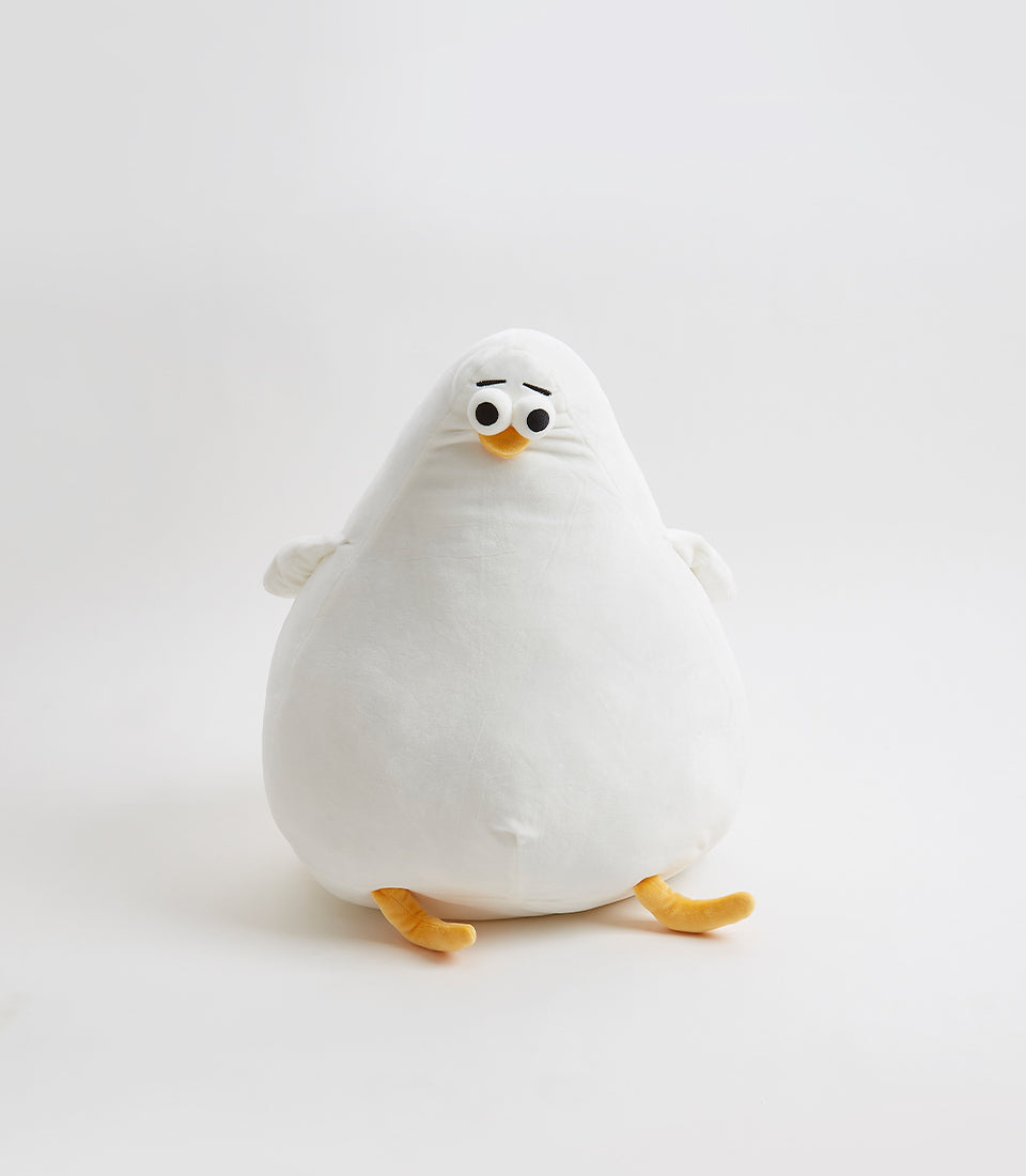 Plush white bird soft toy with orange beak and feet, perfect for kids and babies