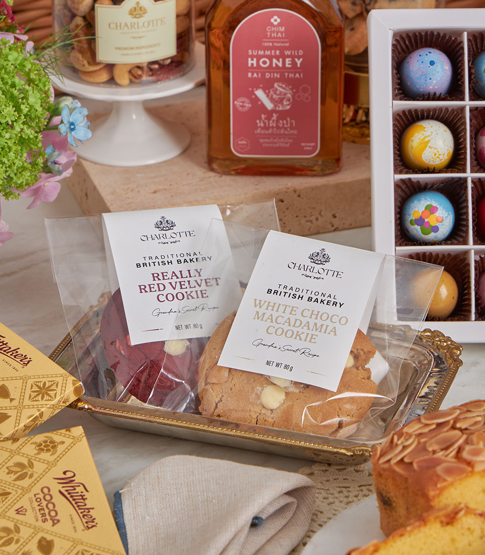Grand Luxury High Tea gift basket with Charlotte artisan cookies, Whittaker's chocolates, premium nuts, wild honey, and