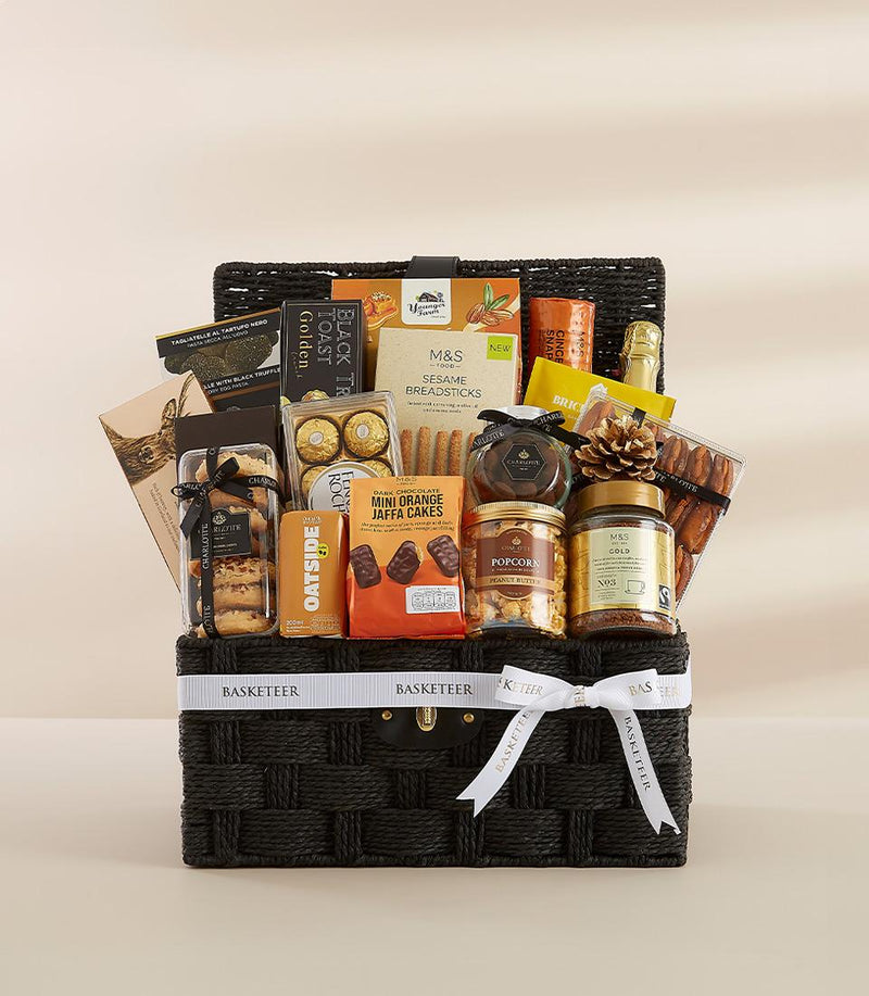 Elegant Black Wicker Gourmet Hamper