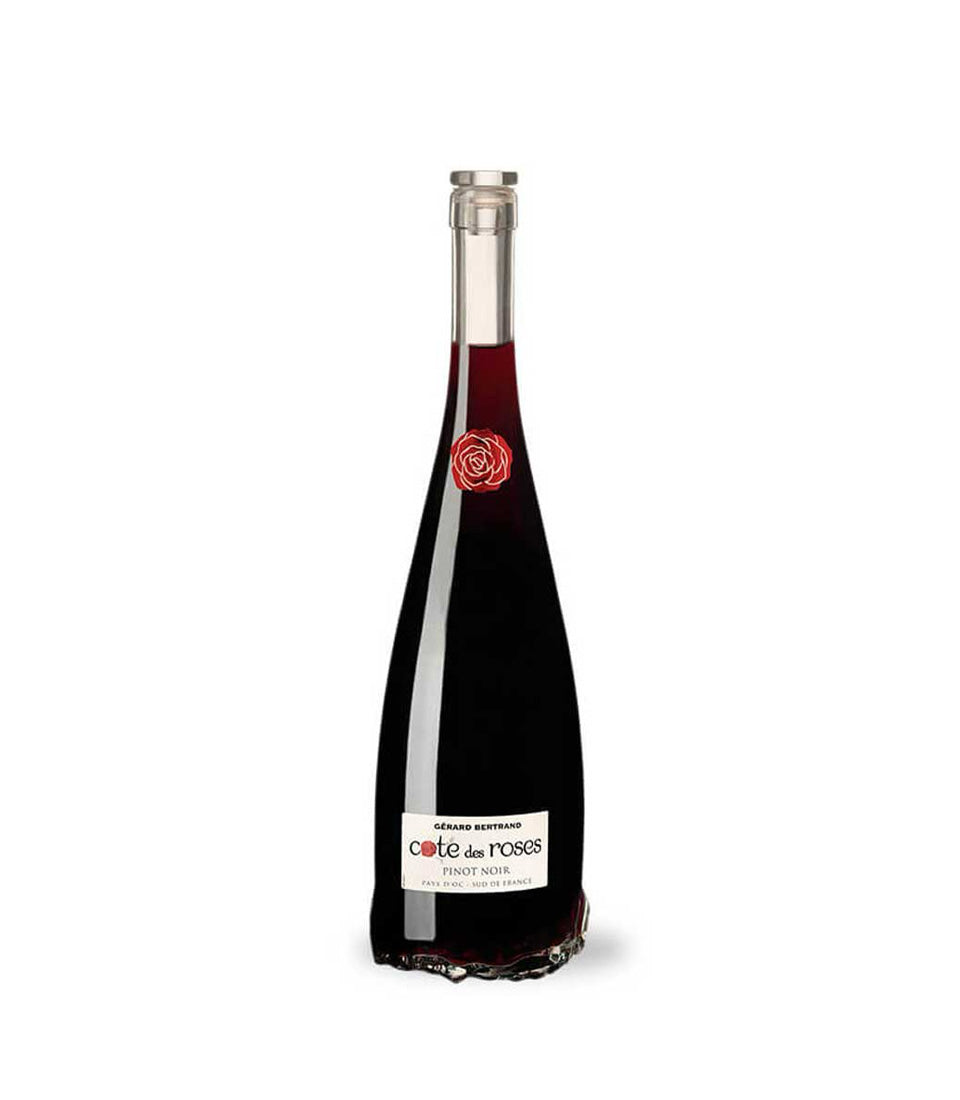 Deep red wine bottle with rose emblem, Valentine's luxury gift set