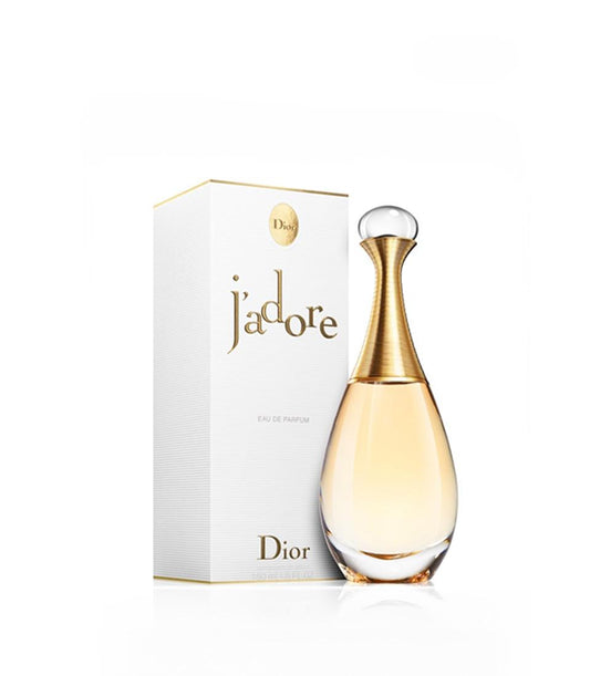 Dior J'adore perfume gift. The iconic bottle and box, ready to be included in a luxury gift basket from Basketeer Bangkok. Premium hamper delivery Thailand.