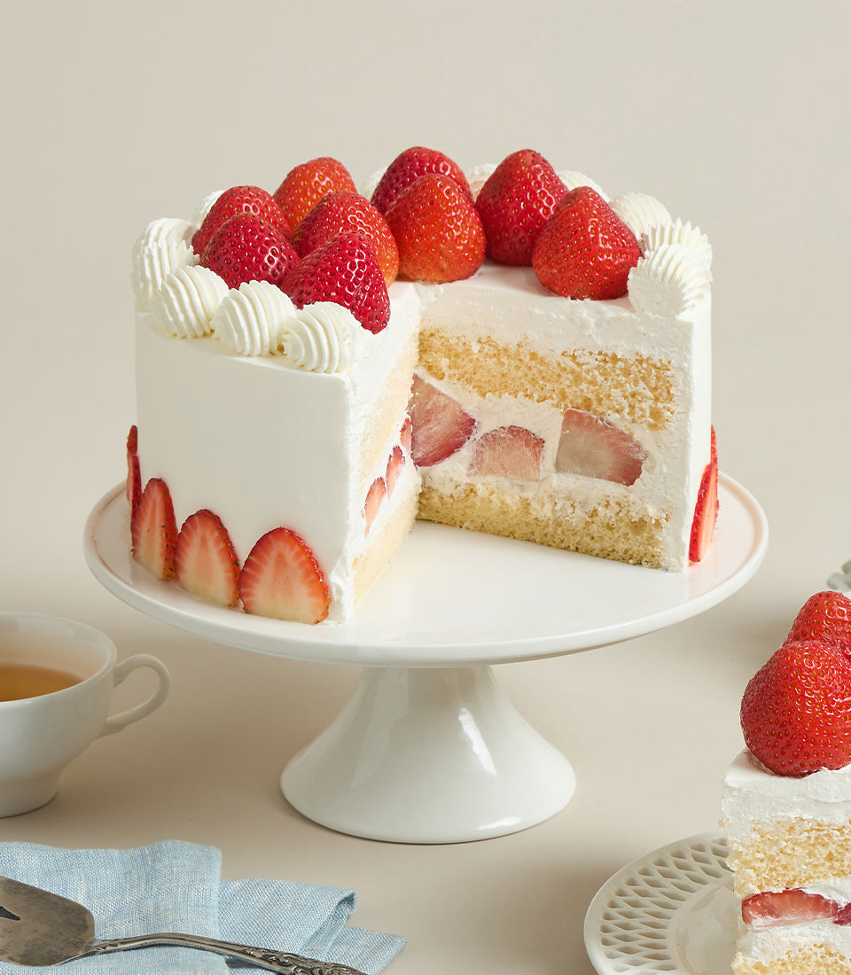 Charlotte Bakery's artisan round Japanese strawberry shortcake, layered with fresh cream