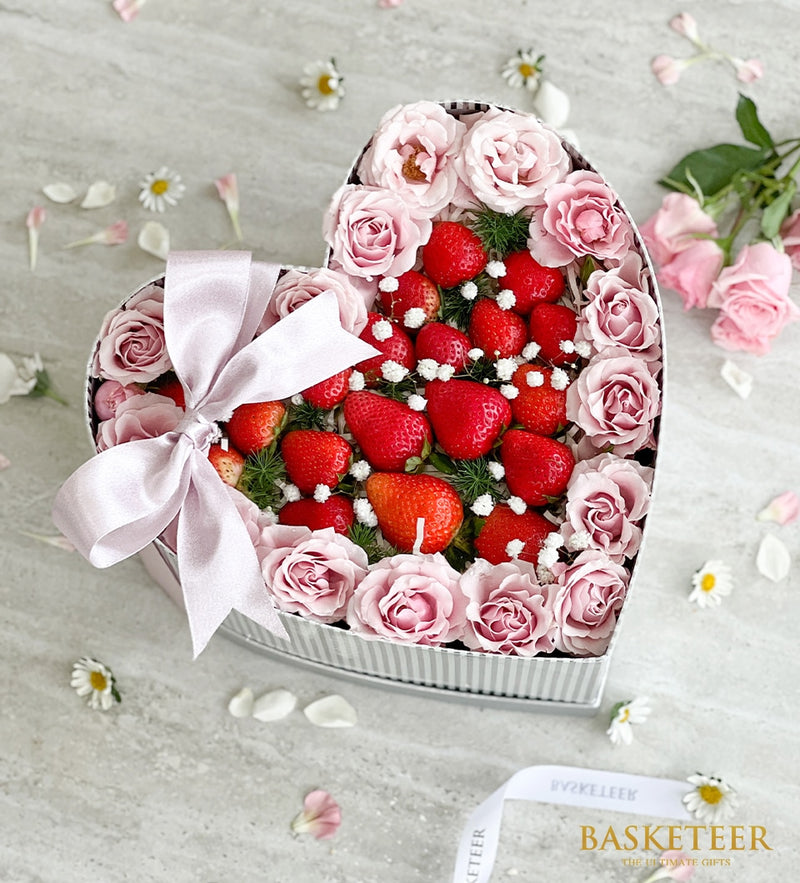Strawberry & Rose Heart Box
