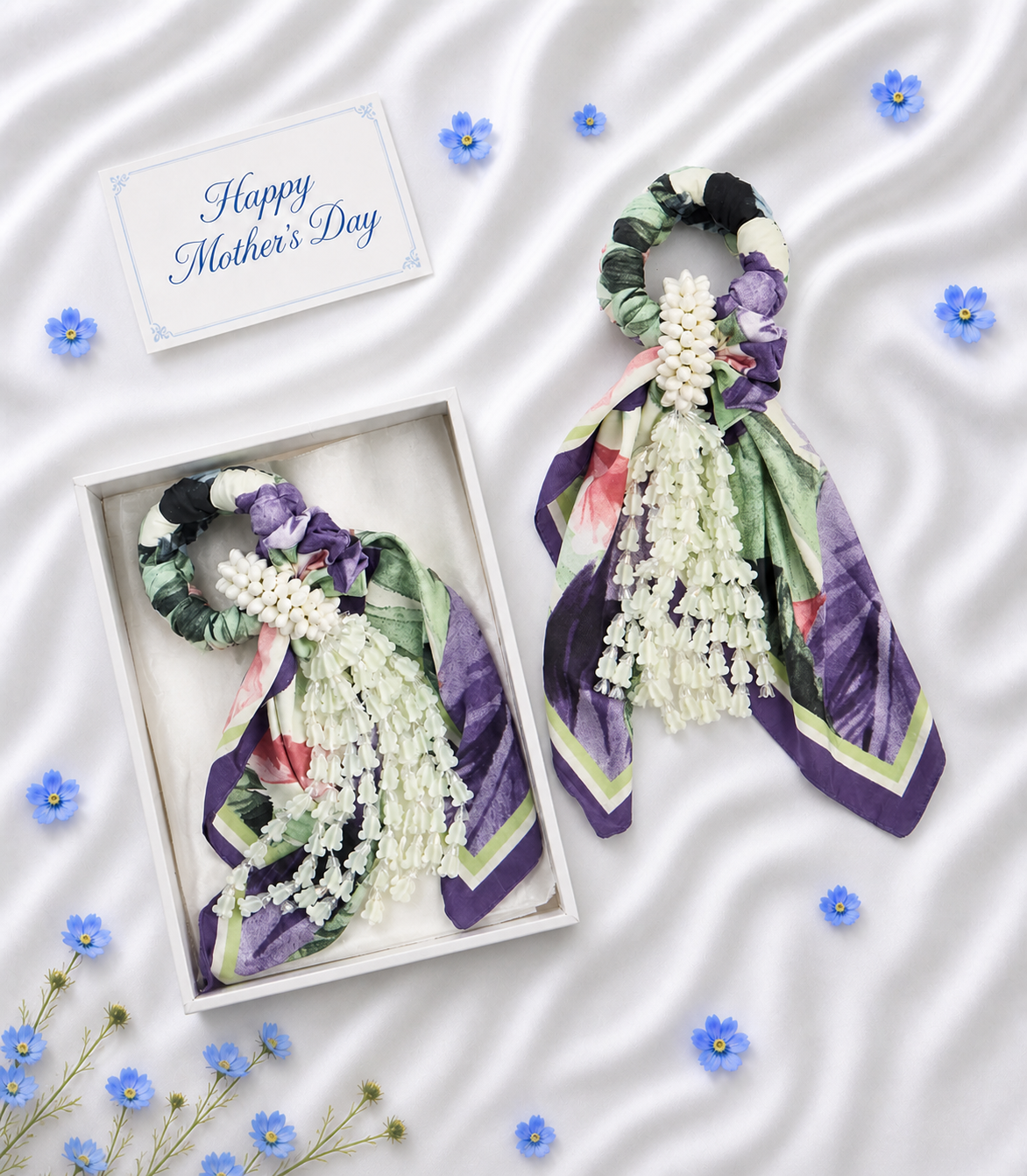 Luxury Jasmine Scarf Garland & Flower Gift Box