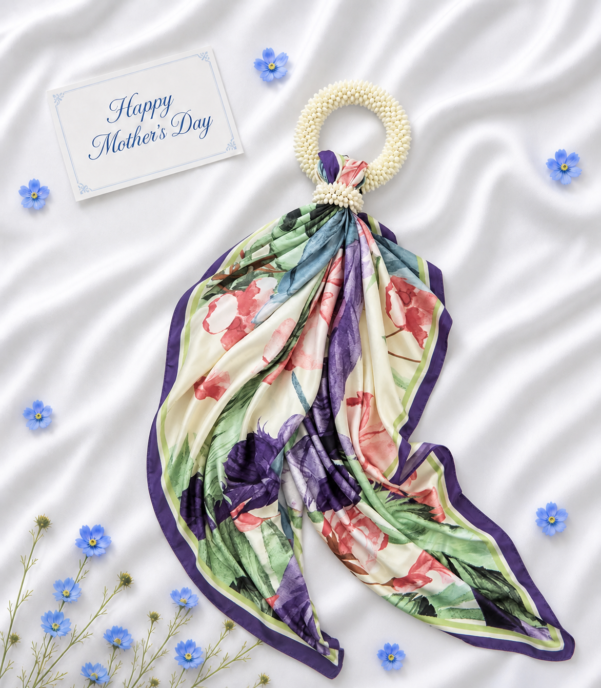 Basketeer's elegant Mother's Day gift: a luxurious floral silk