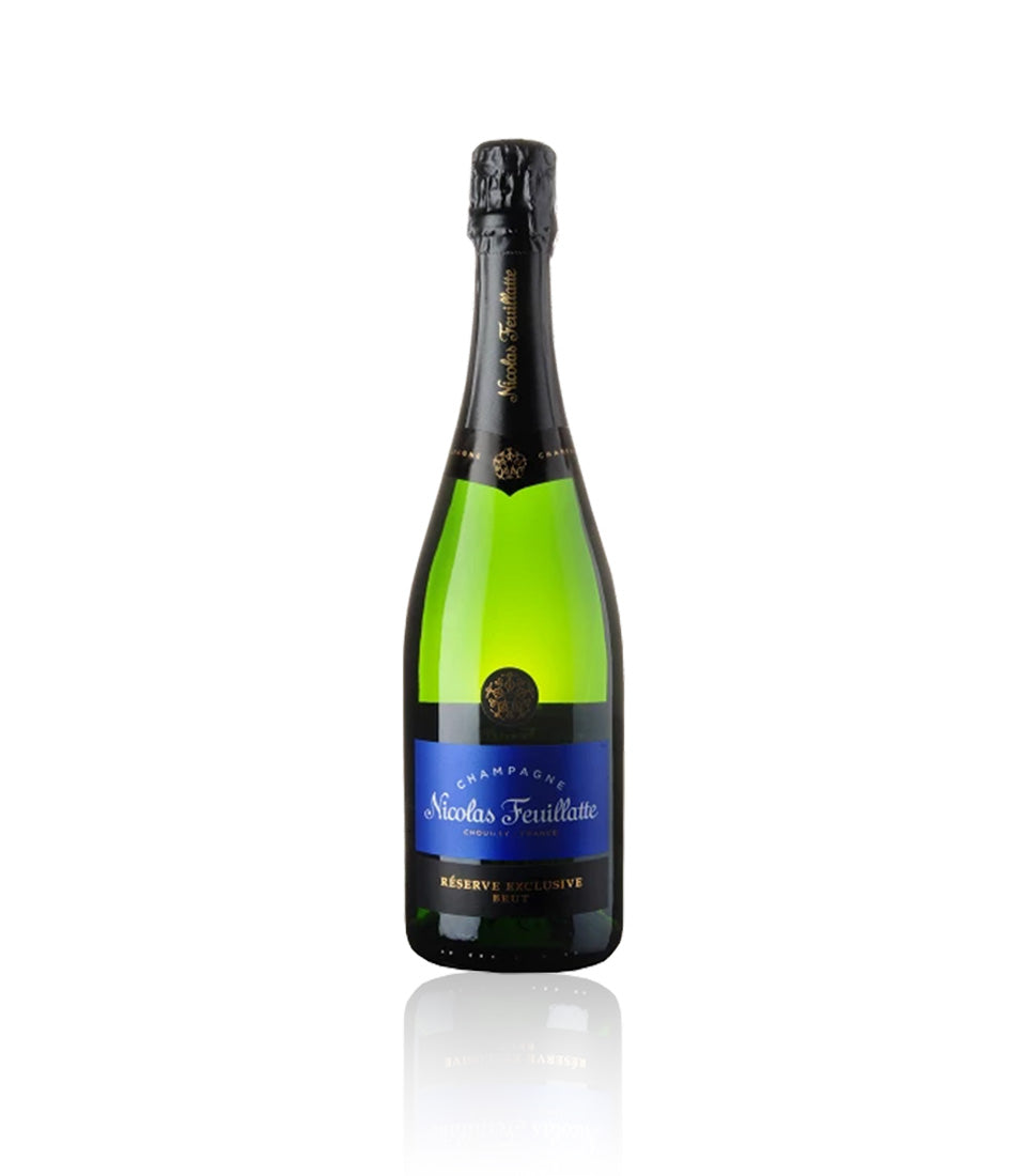 Premium Nicolas Feuillatte champagne bottle with gold label, perfect for Valentine's Day celebrations