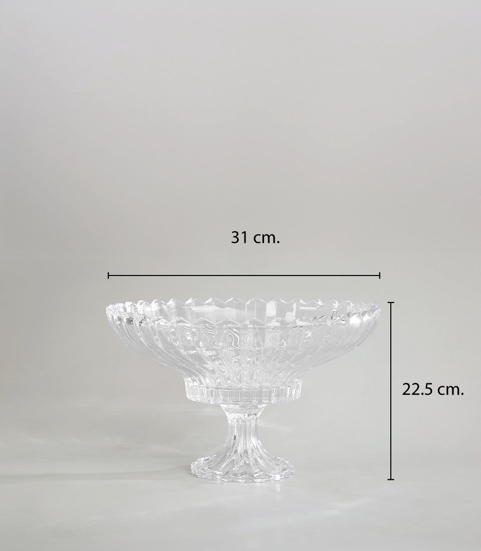 Crystal Splendor clear glass footed vase with fluted pedestal base, luxury home décor gift
