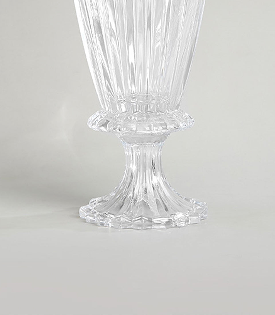 Crystal pedestal vase with fluted design and scalloped base for luxury gifting