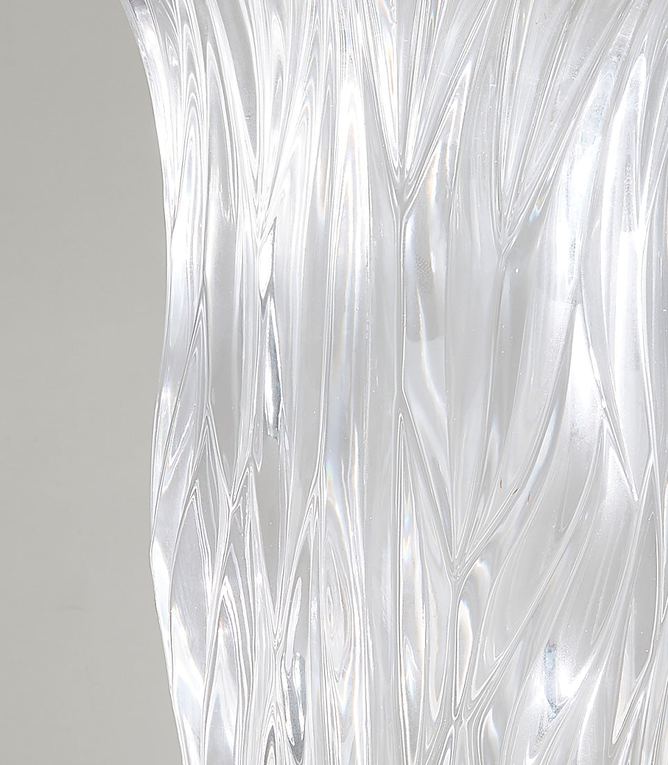 Crystal clear wave textured glass vase with organic ridged design for premium gifting