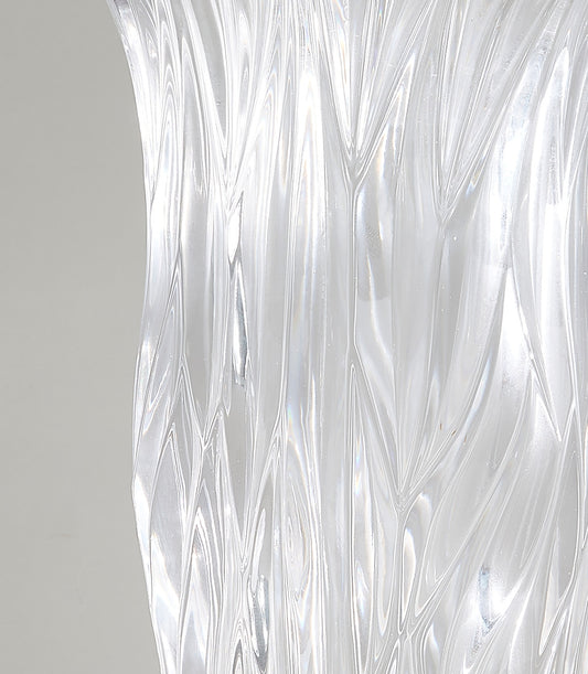 Crystal clear wave textured glass vase with organic ridged design for premium gifting