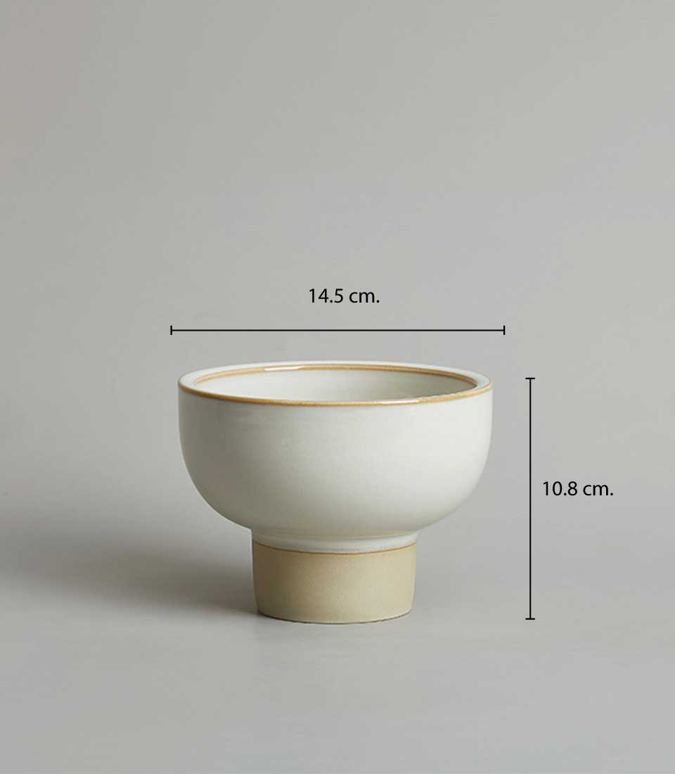 Creamy ceramic potted orchid bowl with beige base, 14.5cm width, modern gift presentation
