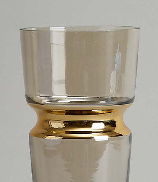 Elegant glass vase with a gold band detail, ideal for a premium flower arrangement from Flowers by Basketeer in Bangkok.