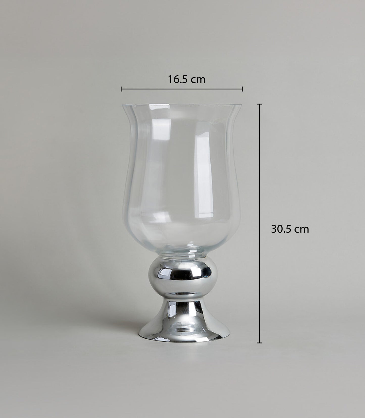 Elegant clear glass vase with a chrome base from Flowers by Basketeer, perfect for your premium flower arrangements in Bangkok.