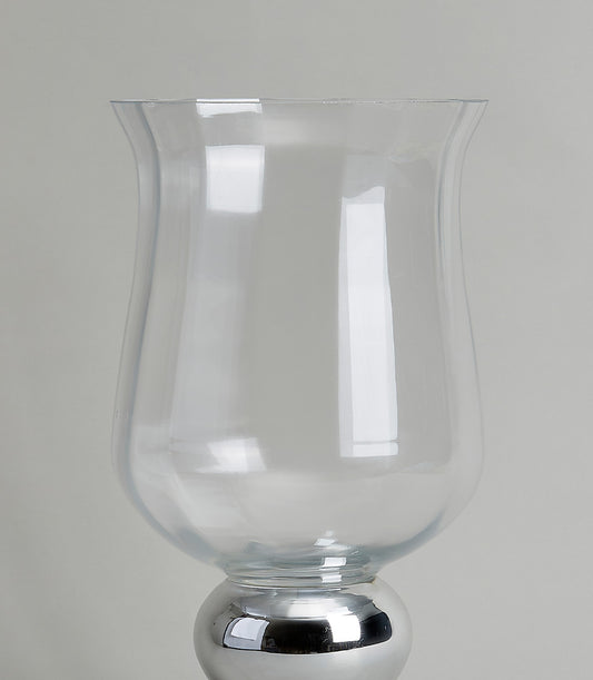 Elegant clear glass vase with chrome base by Flowers by Basketeer, perfect for a rose bouquet in Thailand.