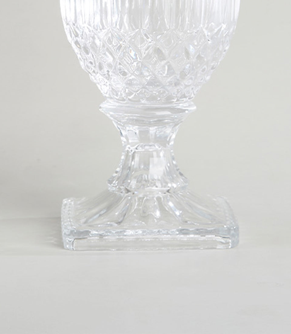 Crystal fluted vase with diamond-cut design and tiered stem, luxury gift hamper accessory