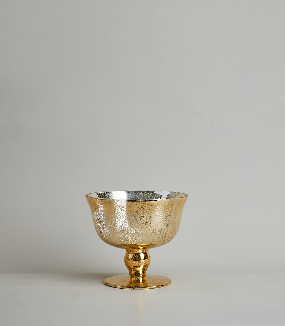 Gold mercury glass pedestal vase with textured finish, luxury home décor gift