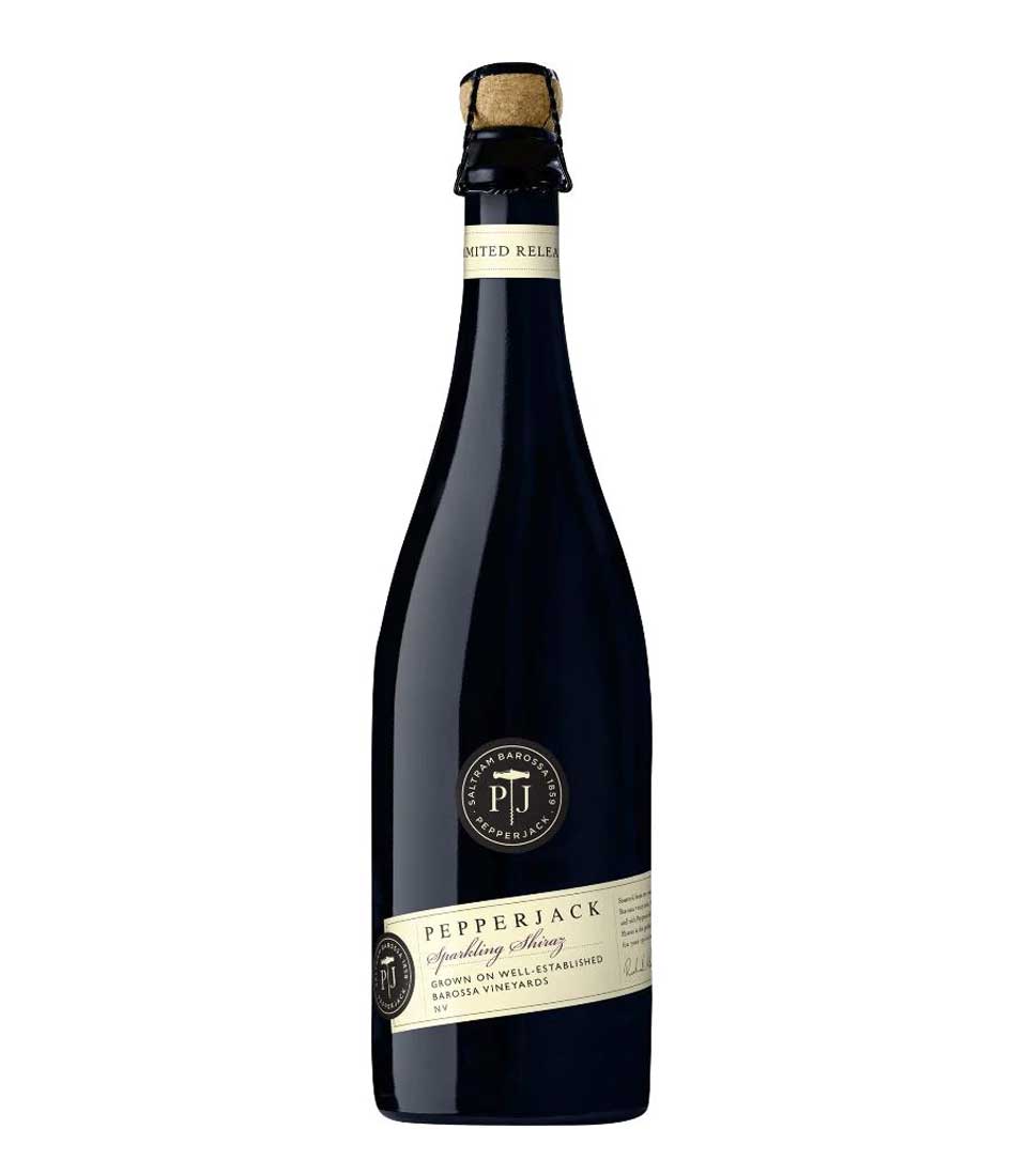 Pepperjack Chardonnay Adelaide Hills premium wine bottle with cork and foil cage on white background