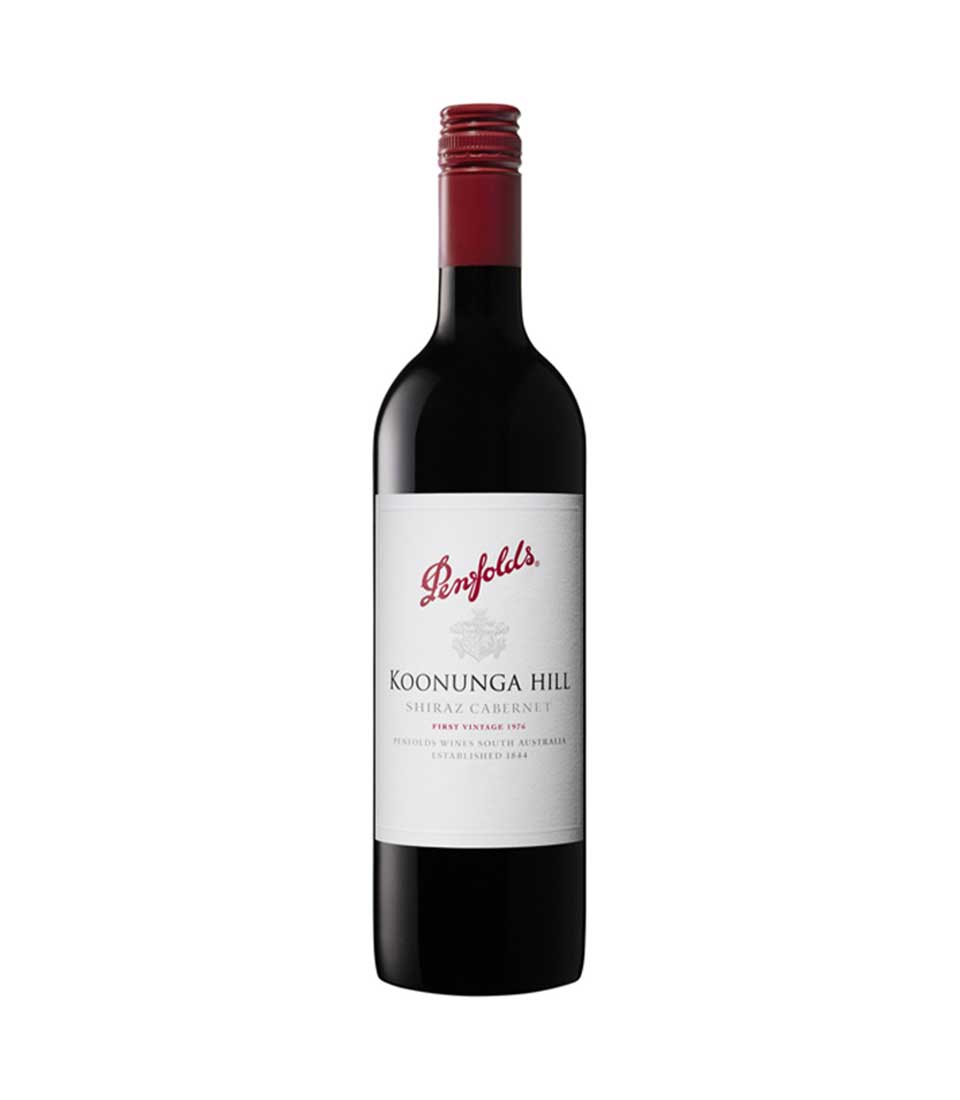 Penfolds Koonunga Hill Cabernet Shiraz red wine bottle with iconic label, premium gift hamper selection