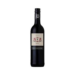 Premium red wine bottle with cream label and gold crest, Holiday Cheer gift basket selection