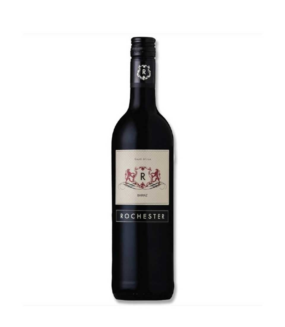Premium Rochester Shiraz wine bottle with decorative crest label, luxury gift hamper selection