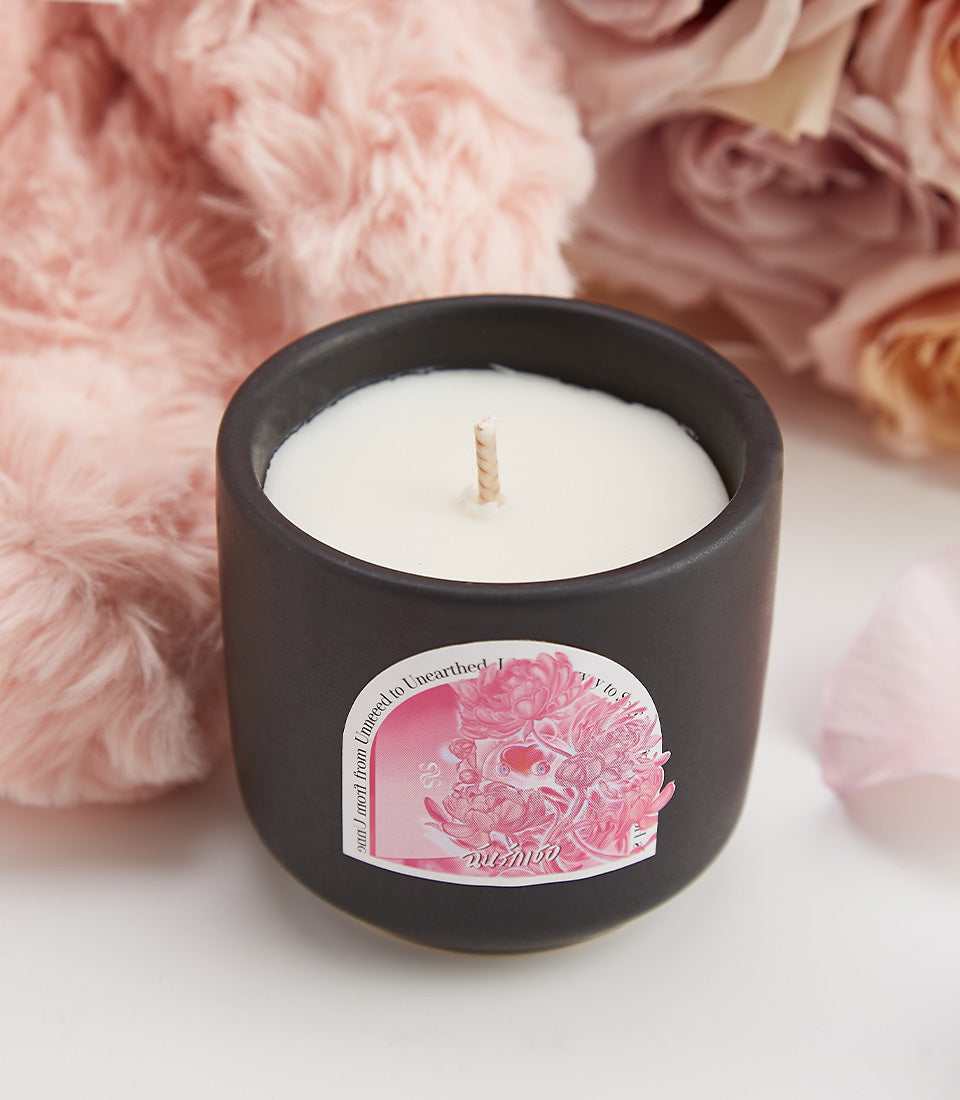 Romantic teddy with pastel roses and scented candle Valentine gift set