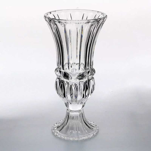 Large clear glass vase with fluted trumpet opening and pedestal base, premium gift hamper accessory