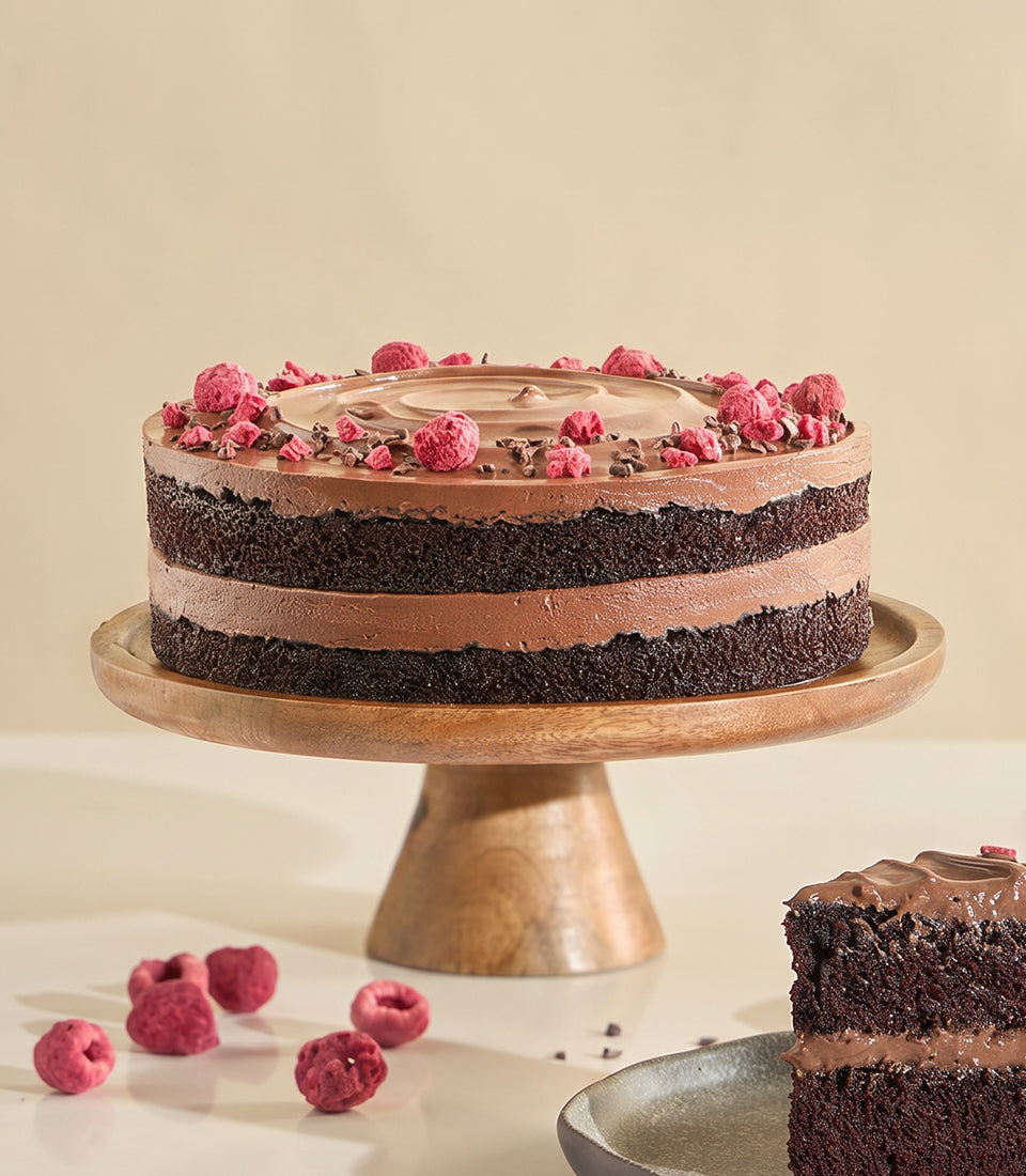 Vegan Chocolate Fudge Raspberry Cake