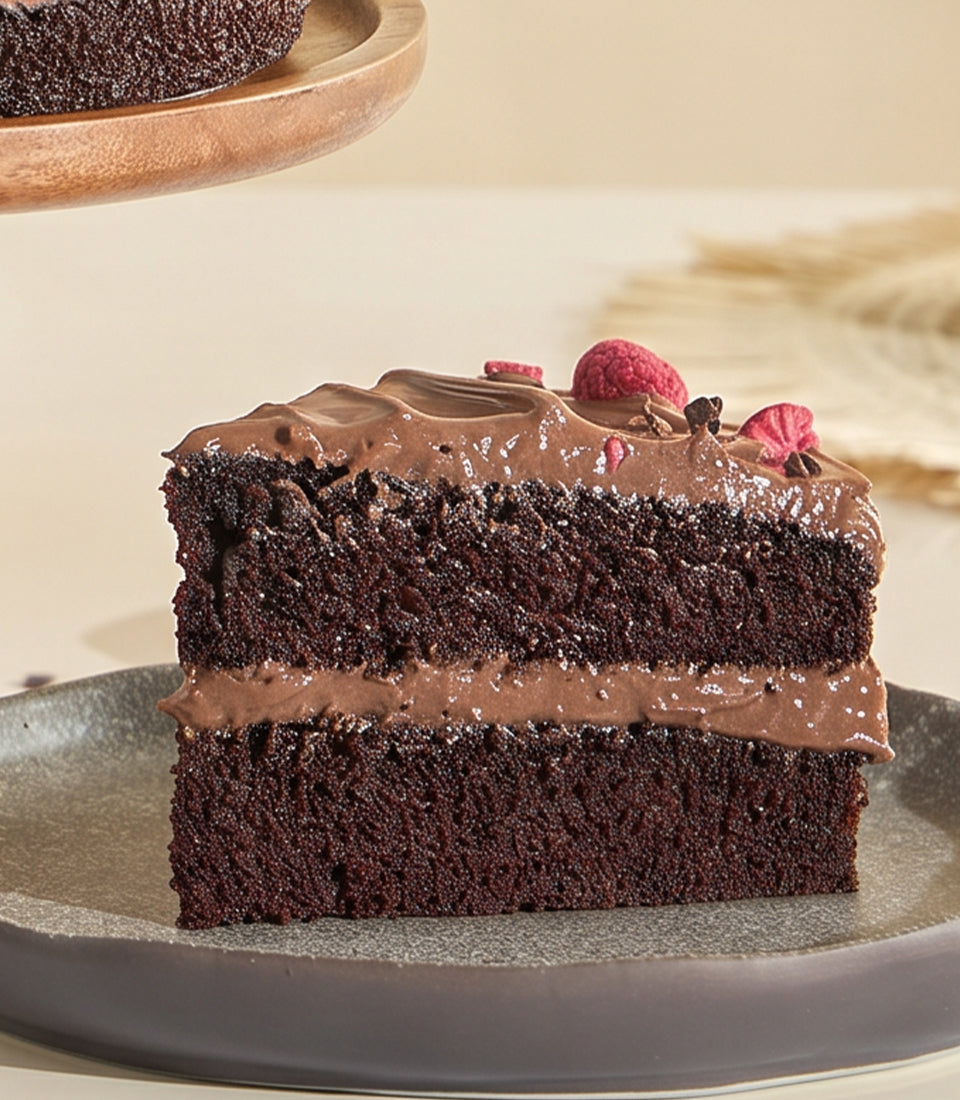 Vegan Chocolate Fudge Raspberry Cake
