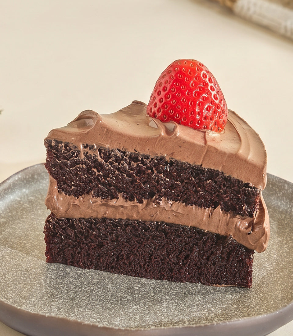 Vegan Chocolate Fudge Strawberry Cake