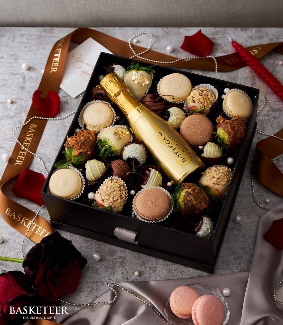 กล่องของขวัญไวน์สปาร์คลิ่งและของหวานจาก Bottega