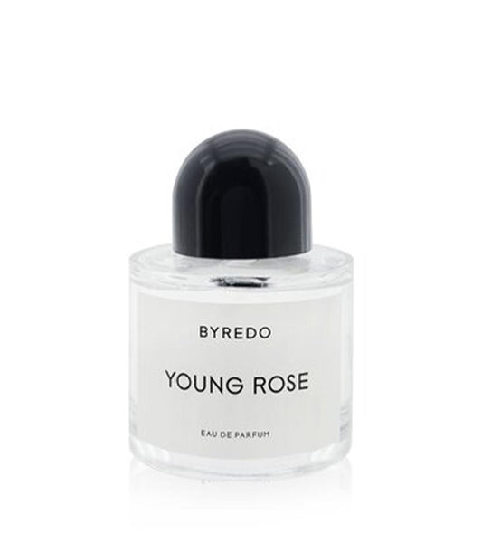 Byredo Young Rose eau de parfum 100ml clear glass bottle with black cap, luxury fragrance gift add-on