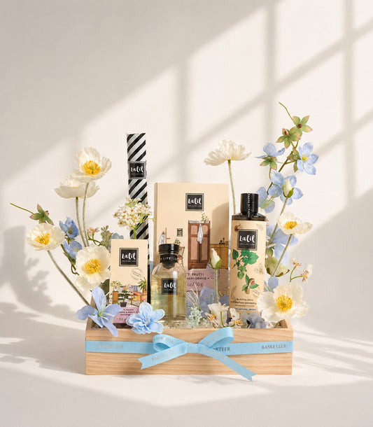 Lalil Floral Spa Wooden Basket for Mum