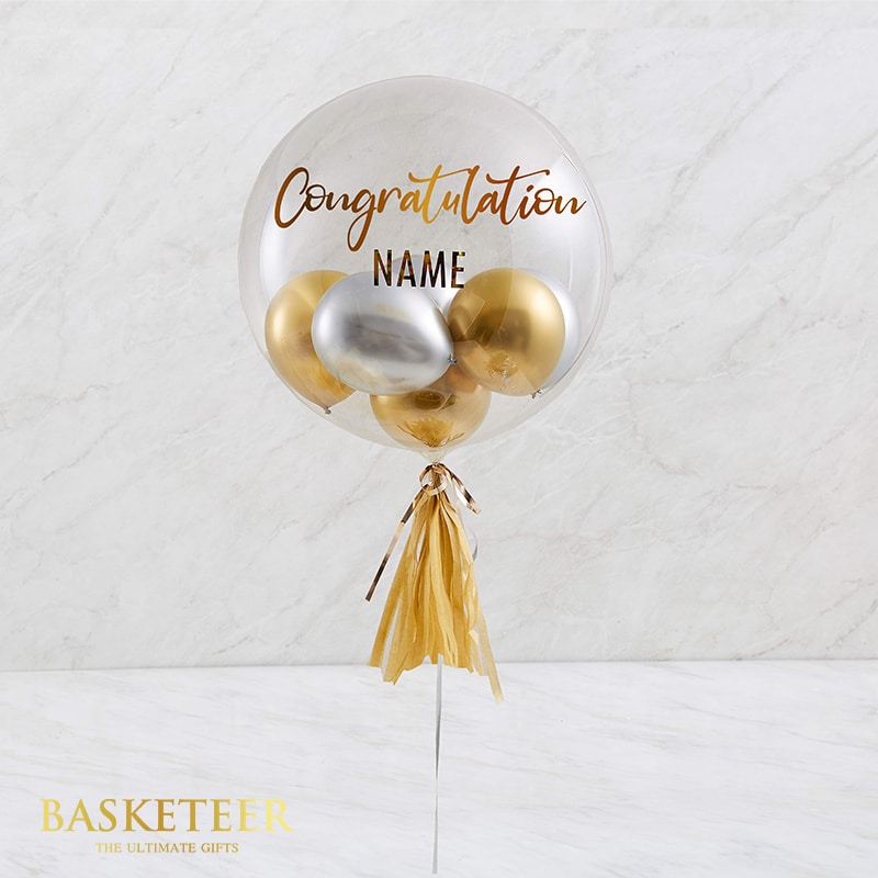 Congratulations Gold Silver Bubble Balloon