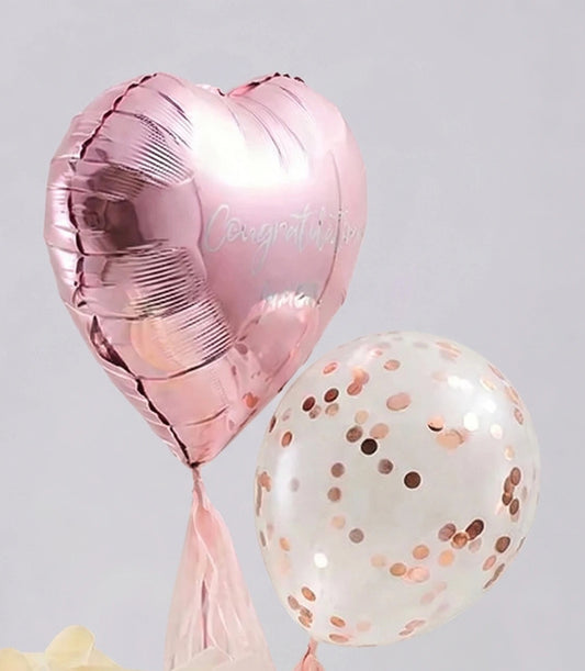 Heart Pink Balloons White Flowers Combo
