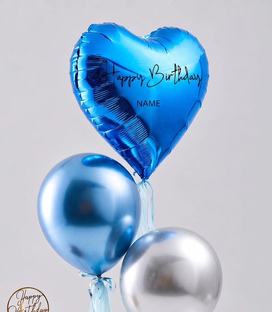 Dark Chocolate Cake & Blue Heart Balloons Combo