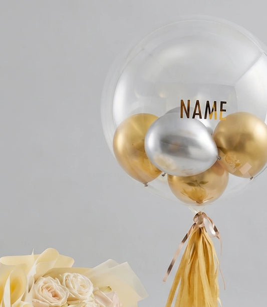 White Flowers Gold Balloon Combo