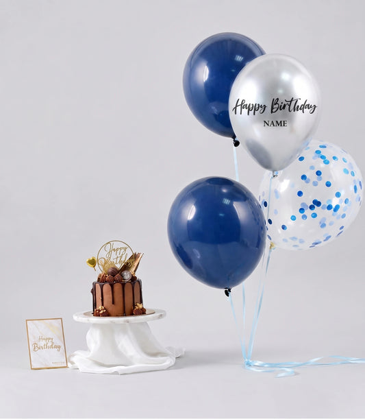 Chocolate Cake & Blue Balloons Combo Gift Set