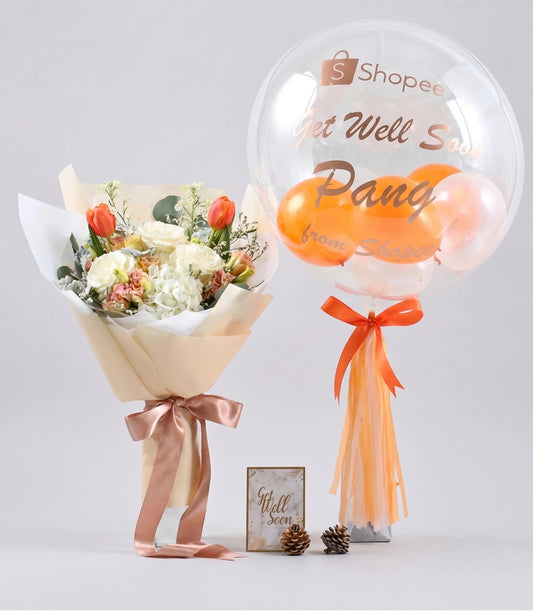 Orange Flowers Balloon Combo